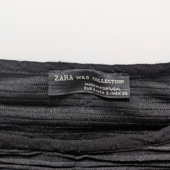 Zara W&B Collection Black Peplum Short Sleeve Top - Picture 3 of 3